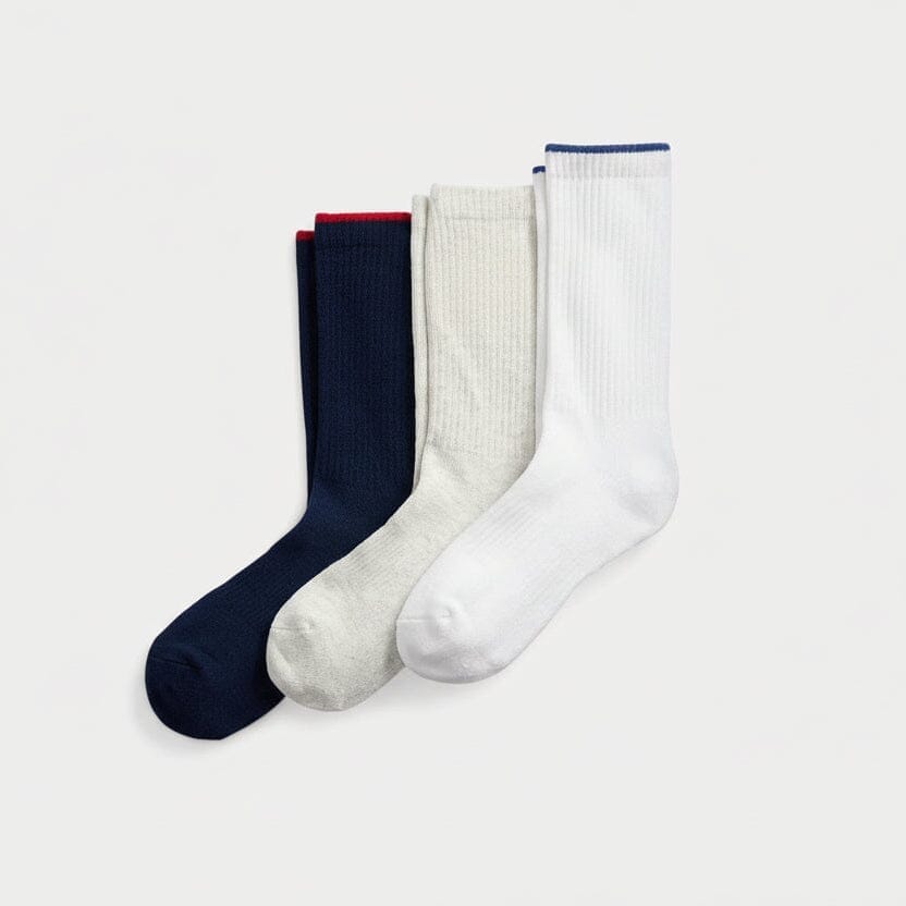 Polo Bear Logo Crew Socken 3er-Pack Edelherr Weiß/Marineblau/Grau 