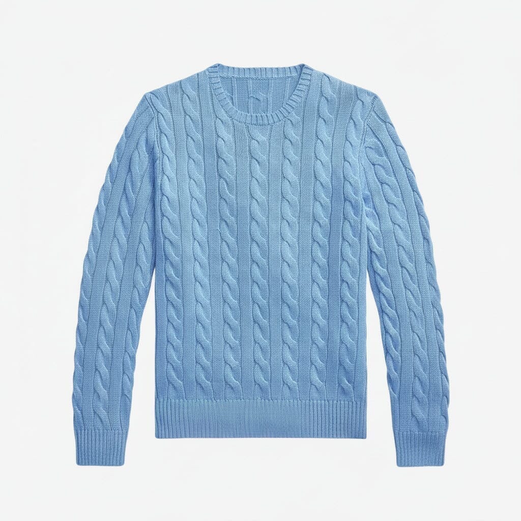 Zopfstrickpullover aus Baumwolle Edelherr Blau S 