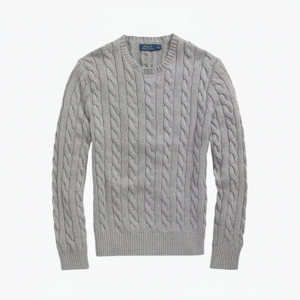 Zopfstrickpullover aus Baumwolle Edelherr Grau S 