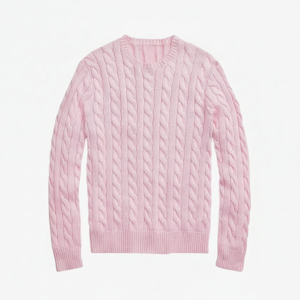 Zopfstrickpullover aus Baumwolle Edelherr Rosa S 