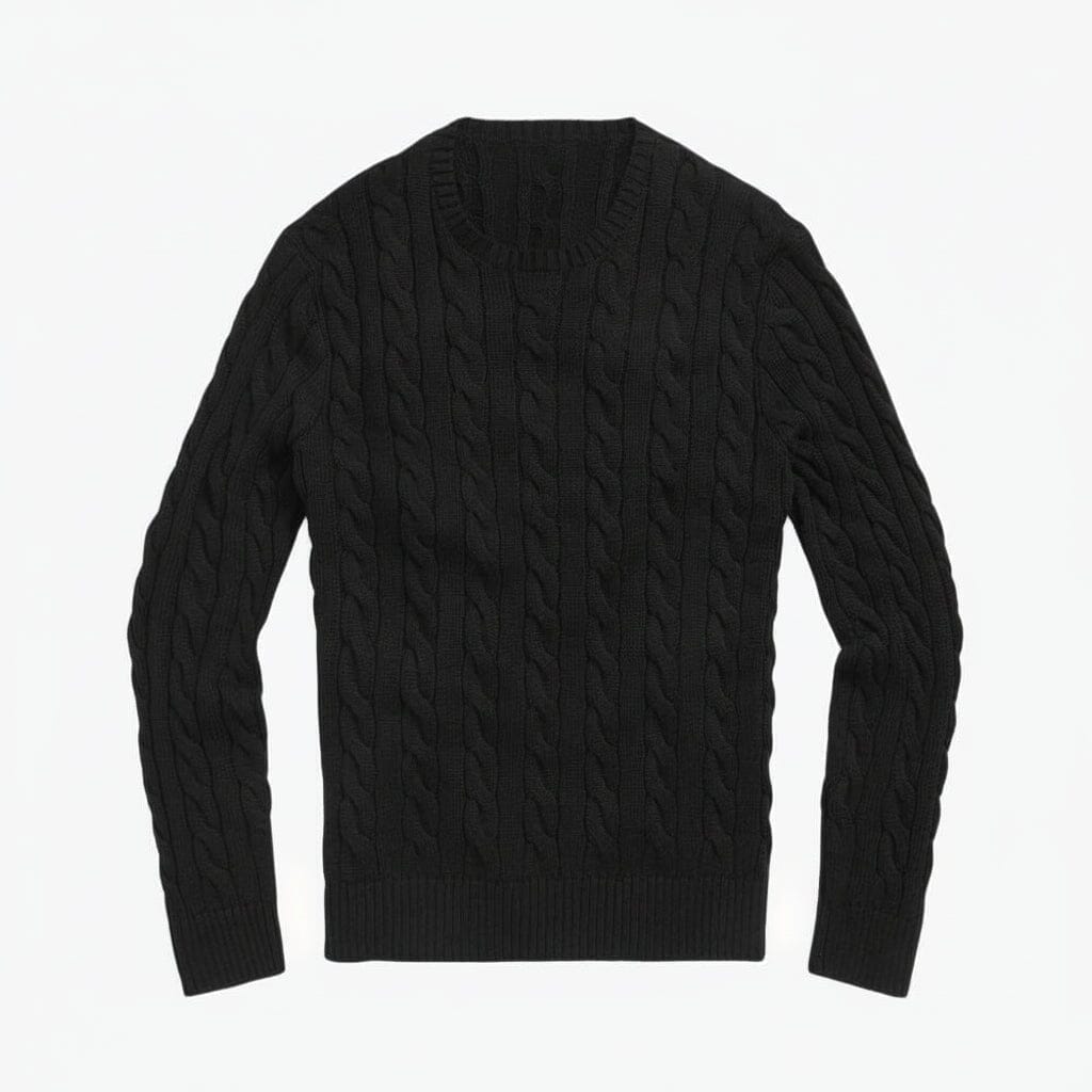 Zopfstrickpullover aus Baumwolle Edelherr Schwarz S 