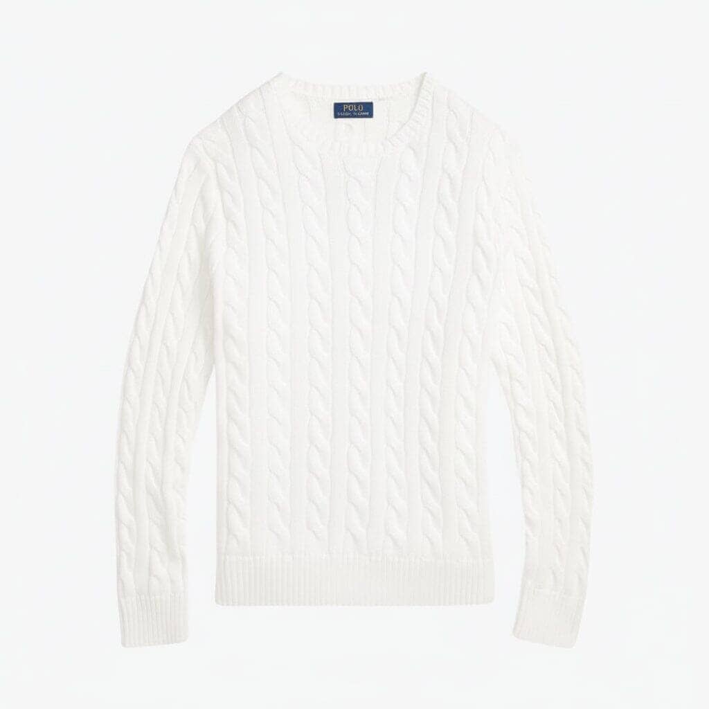 Zopfstrickpullover aus Baumwolle Edelherr Weiß S 